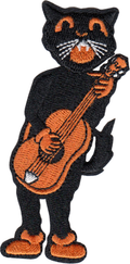 Patch - Black Cat Band Guitar Player Vintage Halloween 1950s
