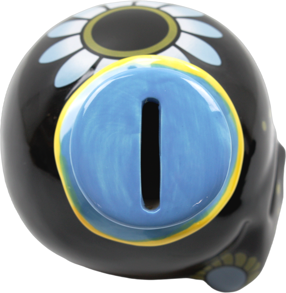 Money Bank Sourpuss Ceramic Sugar Skull & Top Hat Rockabilly
