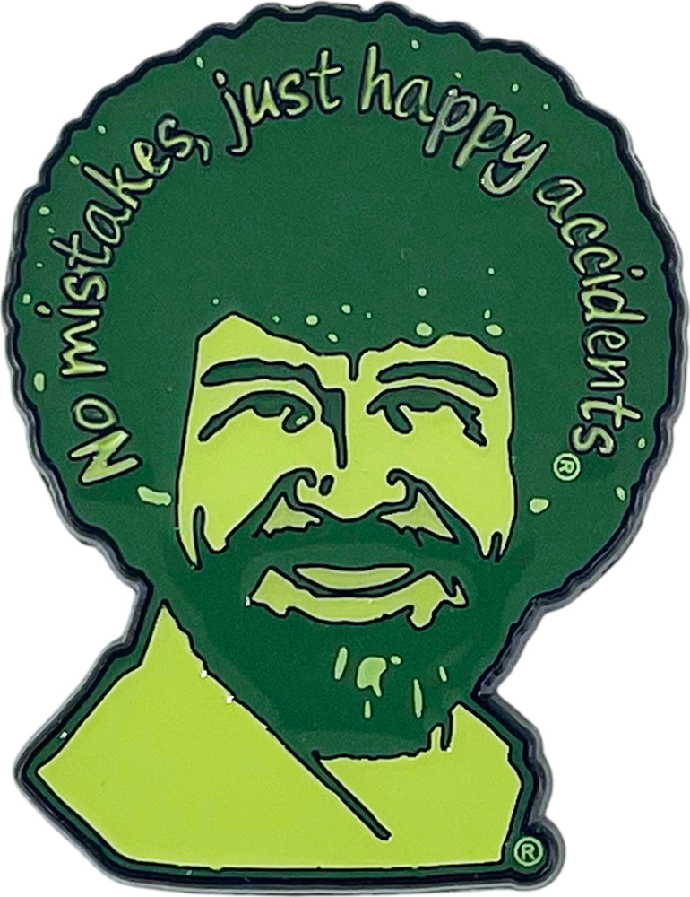 Enamel Pin - Bob Ross Happy Accidents 1980s Art Teacher