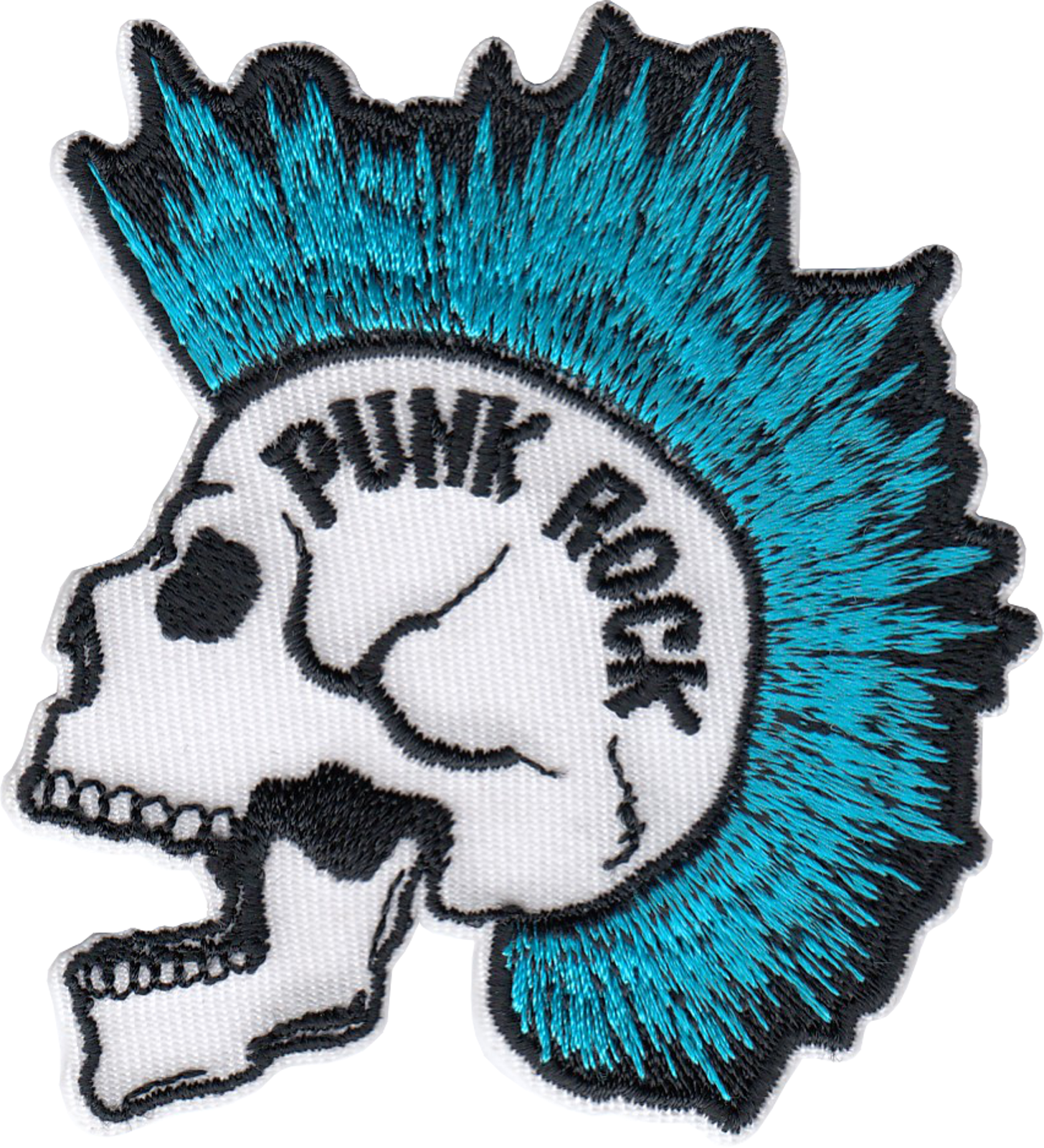 Patch - Punk Rock Blue Mohawk Skull - Funny Music Skeleton