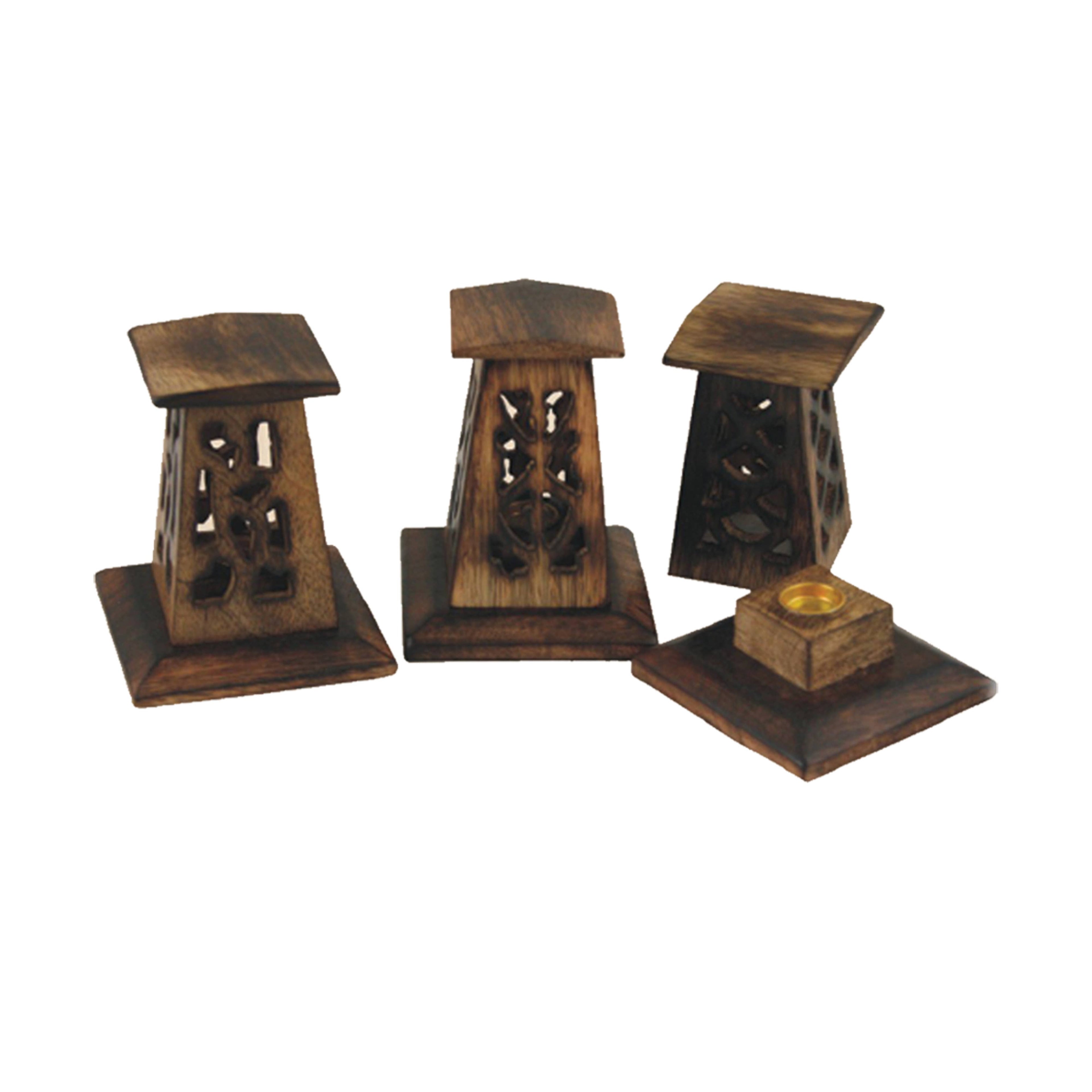 Incense Cone Tower, Carved Wood (4 in.) (3 pc)
