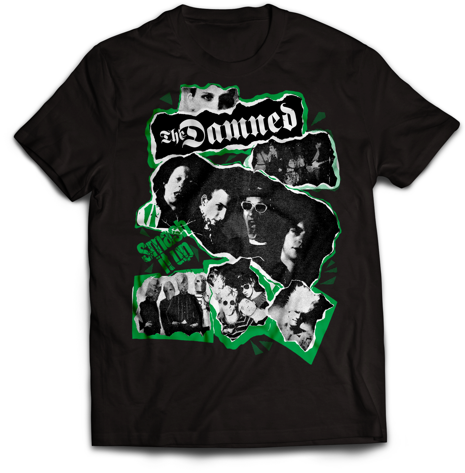 DAMNED: "SMASH IT UP COLLAGE" BLACK T-SHIRT