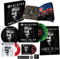 the album cover for Ministry - Hate To Go - Take Out Or Delivery [Deluxe Box - Black/Green Splatter]