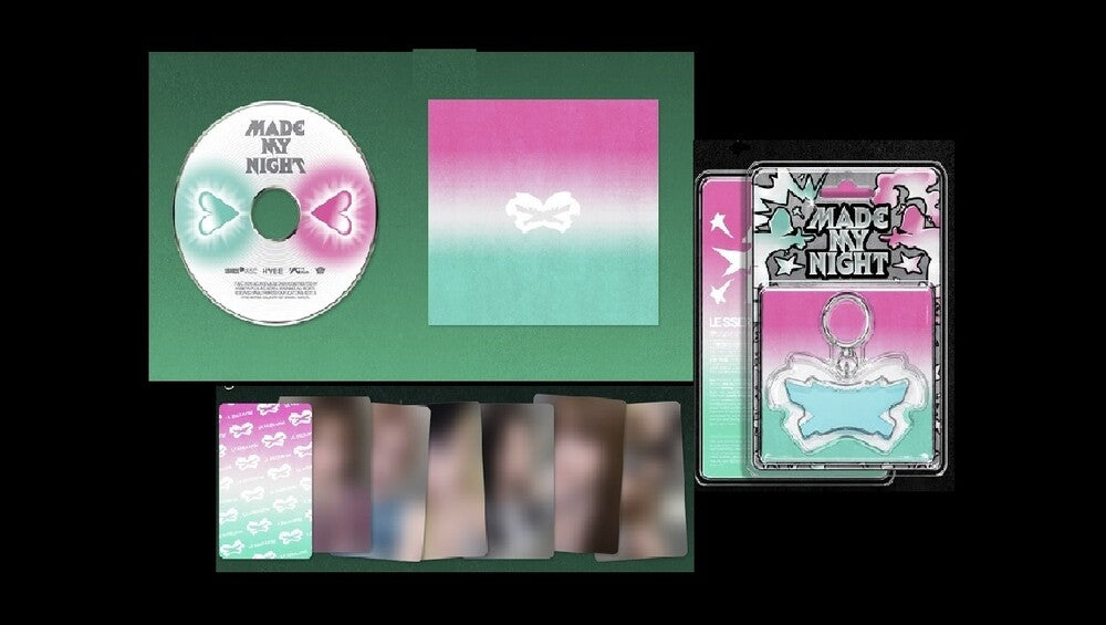 the album cover for LE SSERAFIM - 2nd Single Album 'Made My Night' [Mint Glow Clicker Keychain ver.]