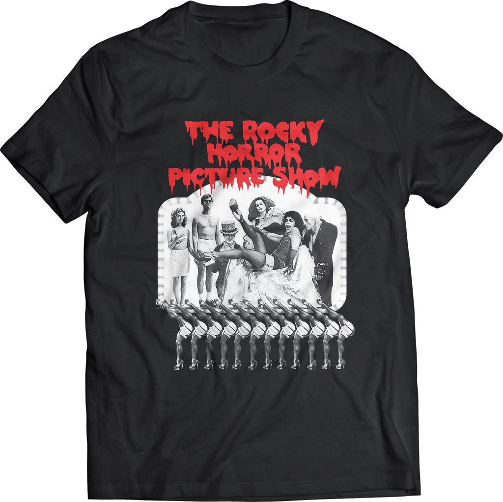 ROCKY HORROR PICTURE SHOW "CAST" GLOW IN THE DARK BLACK T-SHIRT