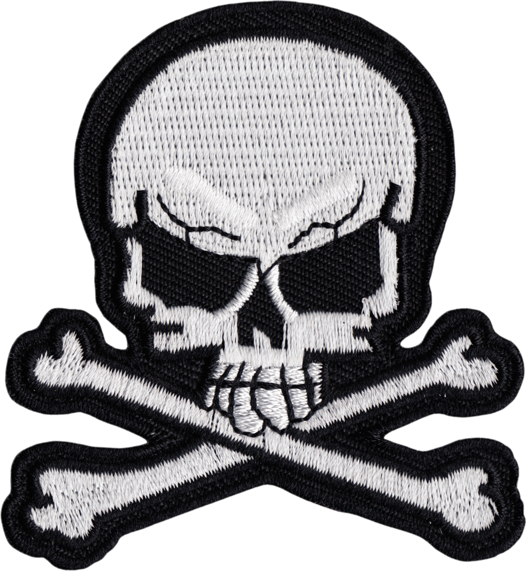 Patch - White Skull & Crossbones Biker Goth Horror Skeleton