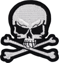 Patch - White Skull & Crossbones Biker Goth Horror Skeleton