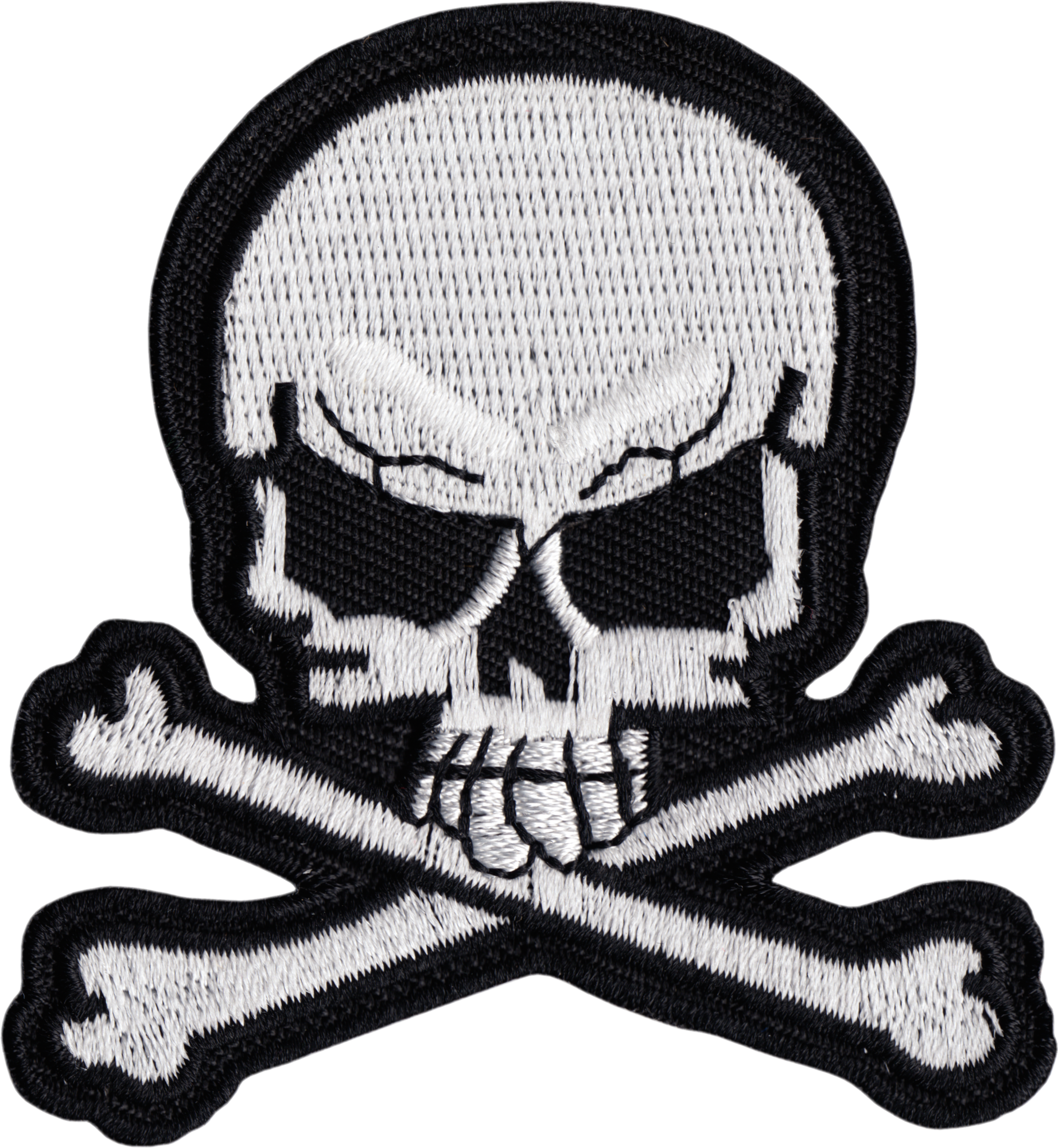 Patch - White Skull & Crossbones Biker Goth Horror Skeleton