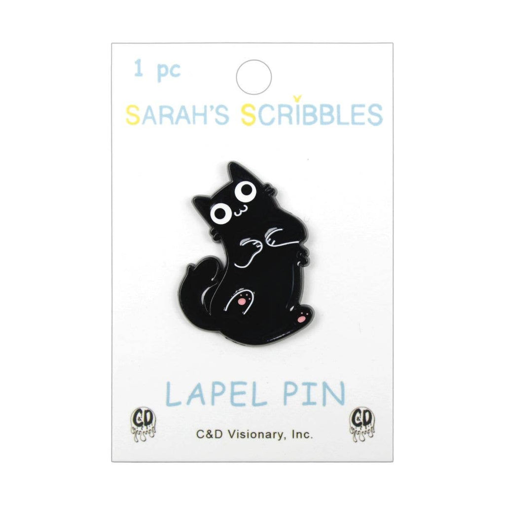 Enamel Pin - Sarah's Scribbles - Black Cat Laying Belly Up