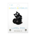 Enamel Pin - Sarah's Scribbles - Black Cat Laying Belly Up