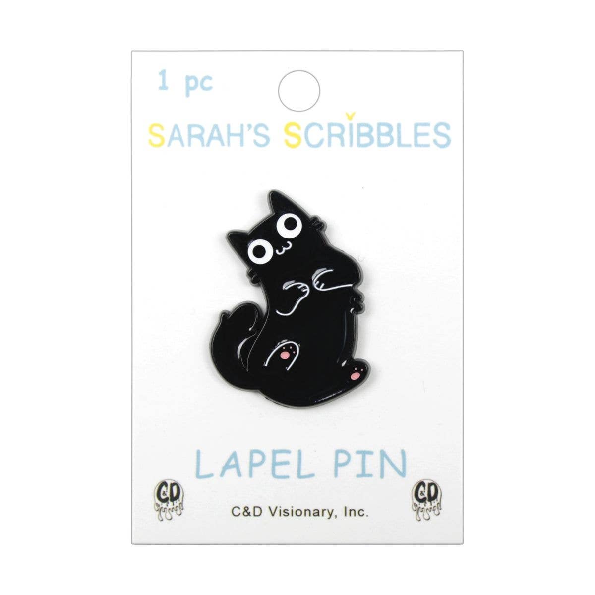 Enamel Pin - Sarah's Scribbles - Black Cat Laying Belly Up