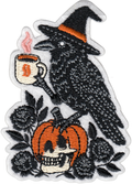 Patch Crow Pumpkin Coffee Skull Witch Halloween Goth Horror