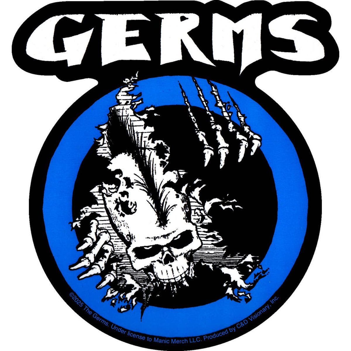 Sticker - The Germs - Skeleton With Logo Above - 5"