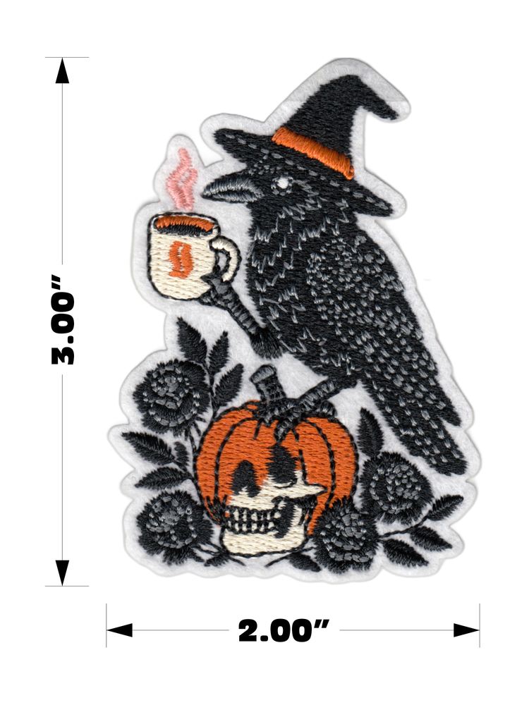 Patch Crow Pumpkin Coffee Skull Witch Halloween Goth Horror