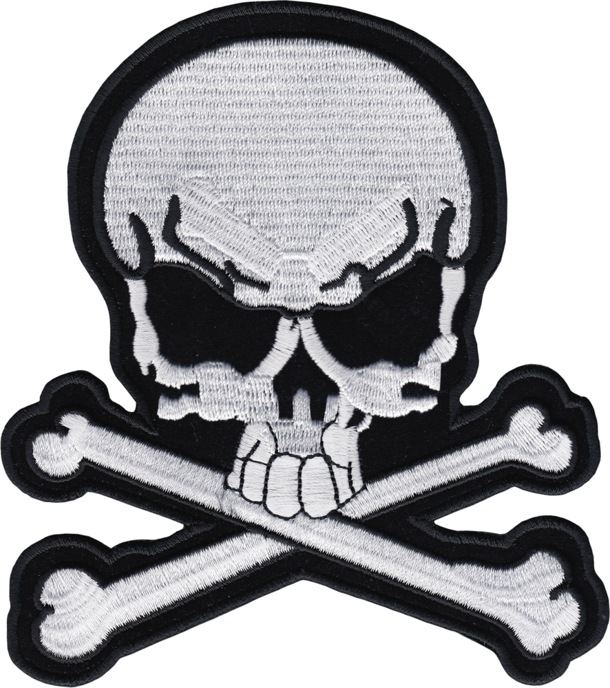 Patch - White Skull & Crossbones Biker Goth Horror Skeleton