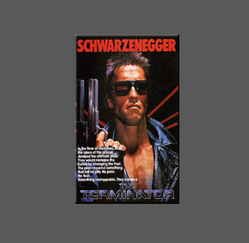 THE TERMINATOR, Magnet, Button, Mirror, 80'S movie, Arnold