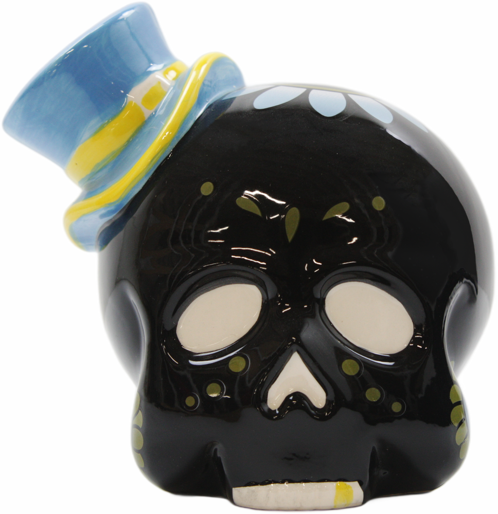 Money Bank Sourpuss Ceramic Sugar Skull & Top Hat Rockabilly