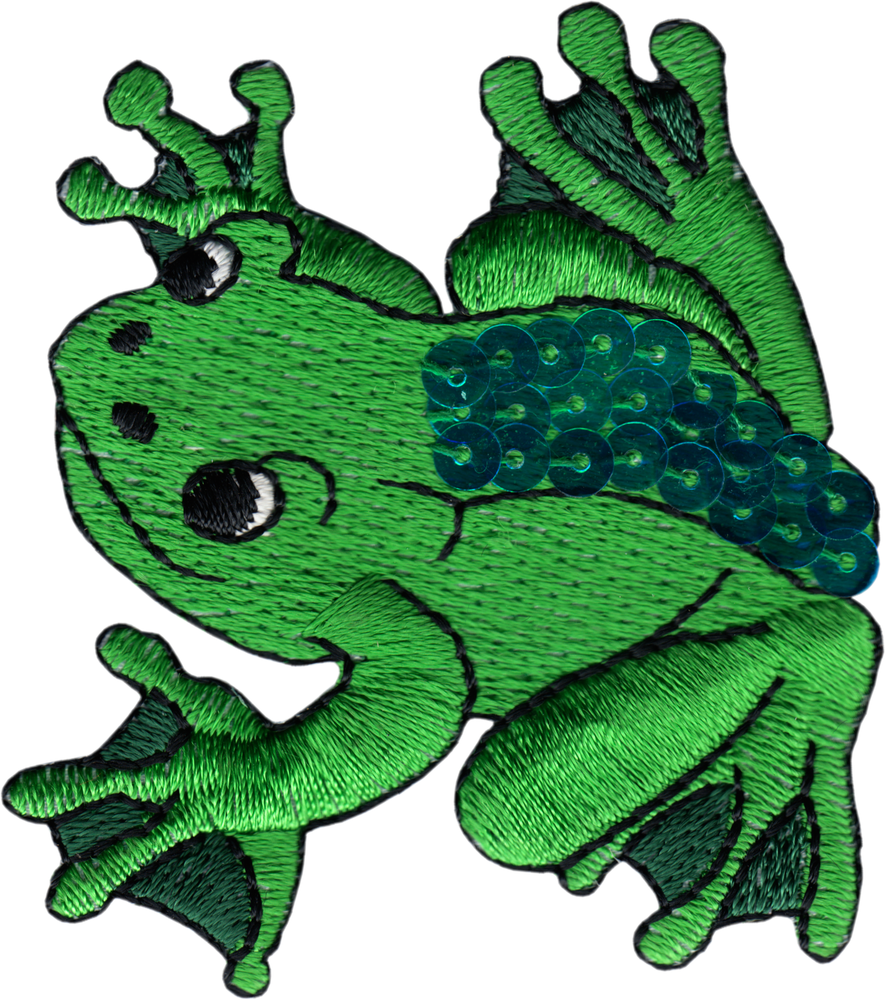 Patch - Frog - Green With A Strip Of Sequins
