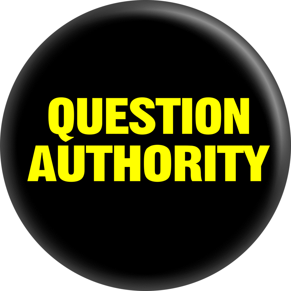 1” Button - Question Authority Vintage 80s Retro Punk Pin