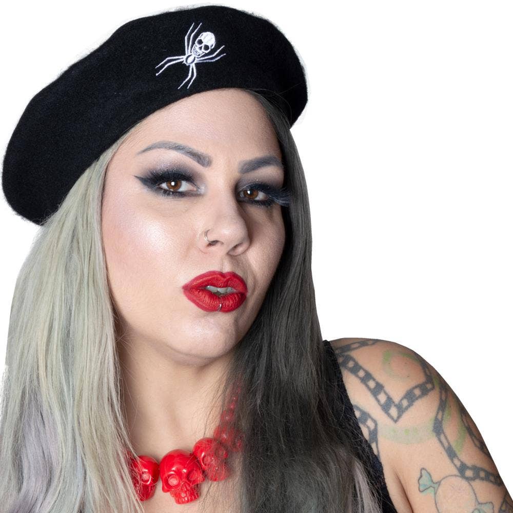 Web Black Beret Hat