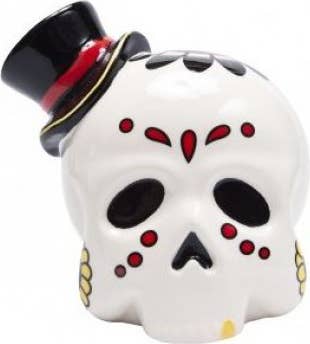 Money Bank Sourpuss Ceramic Sugar Skull & Top Hat Rockabilly