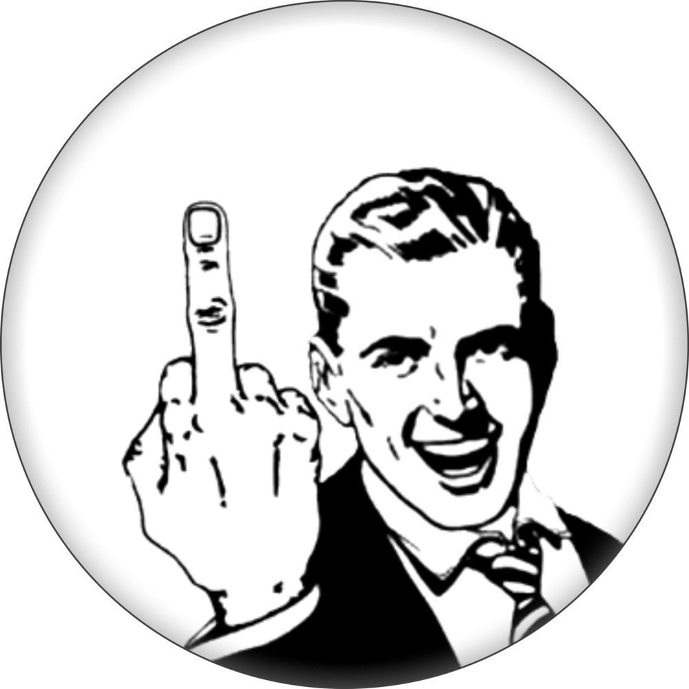 1.25" Button - Retro Guy Flipping The Bird 50s Funny Cheeky